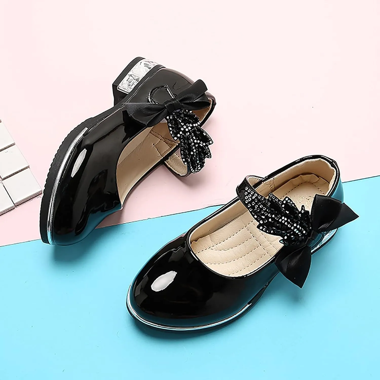 Girls Mary Jane Shoes Dress Shoes Flower Girl School Shoes Pump Patent Leather Shoes Low Heel Flats for Wedding Party