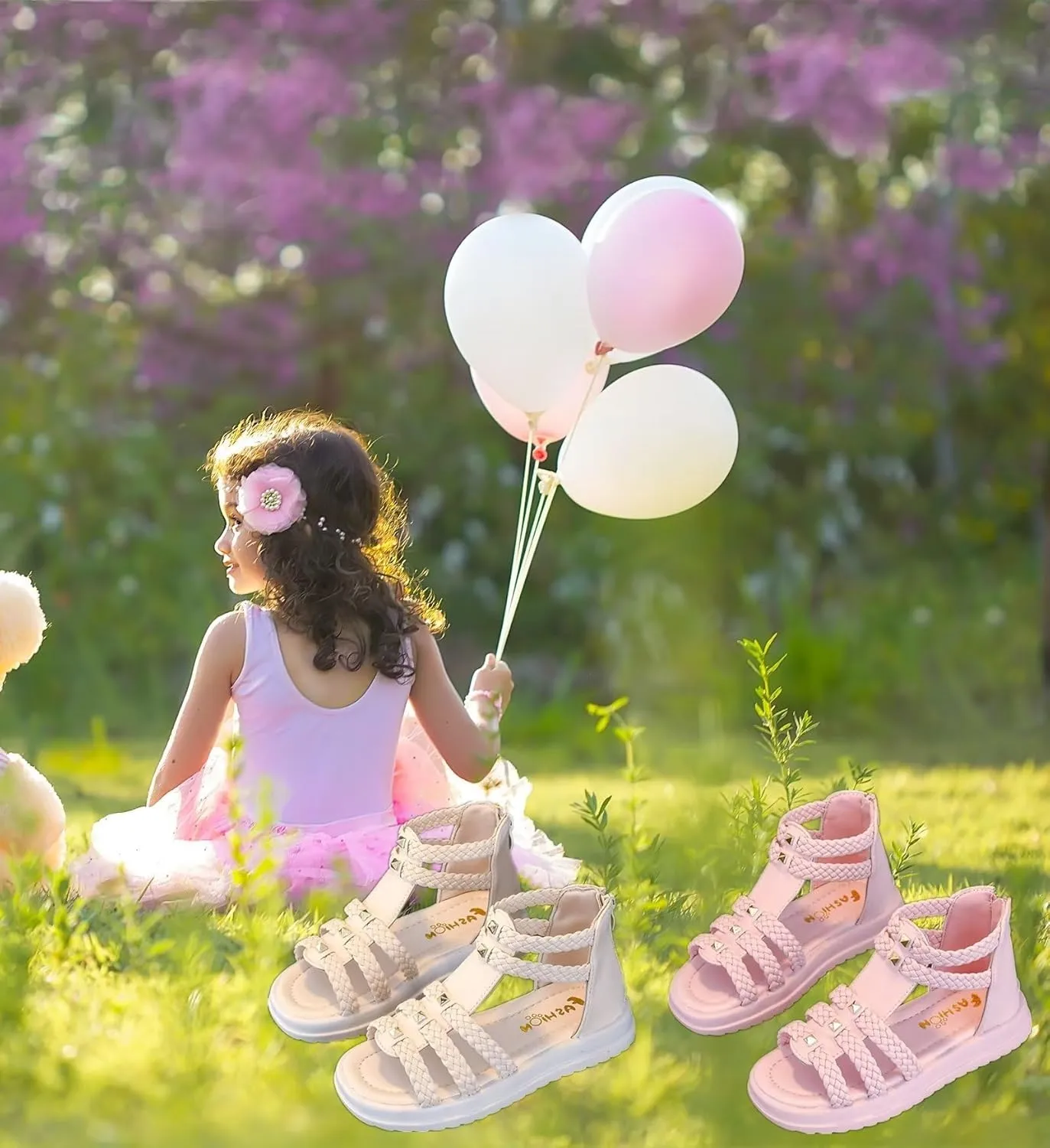 Girls Sandals Fashion Summer Strappy Flats Gladiator Sandals Shoes with Heel Zipper For Toddler/Little Kid/Big Kid