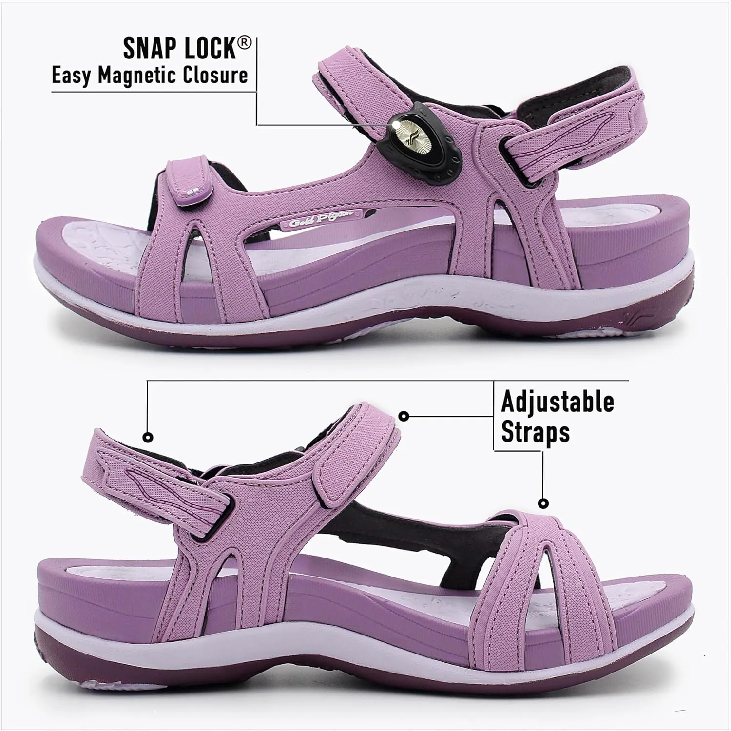 Gold Pigeon Shoes |SIGNATURE| Easy Snap Lock Comfort Ergonomic Walking Sandals for Women