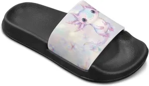 GOSTONG Girls Axolotl Sandals Slip On Summer Slippers for Outdoor Beach Pool Lightweight Non Slip Casual House Shower Sandals for Little Big Kids