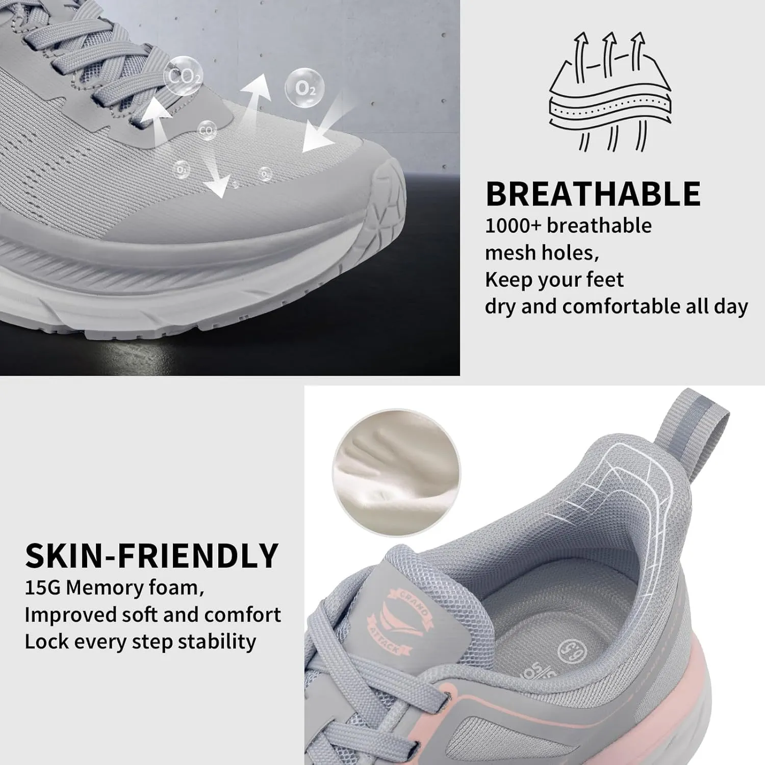 Grand Attack Women's Road Running Shoes | Superior Cushioned|Durable Non-Slip | Comfortable | Fashion Athletic Sneakers