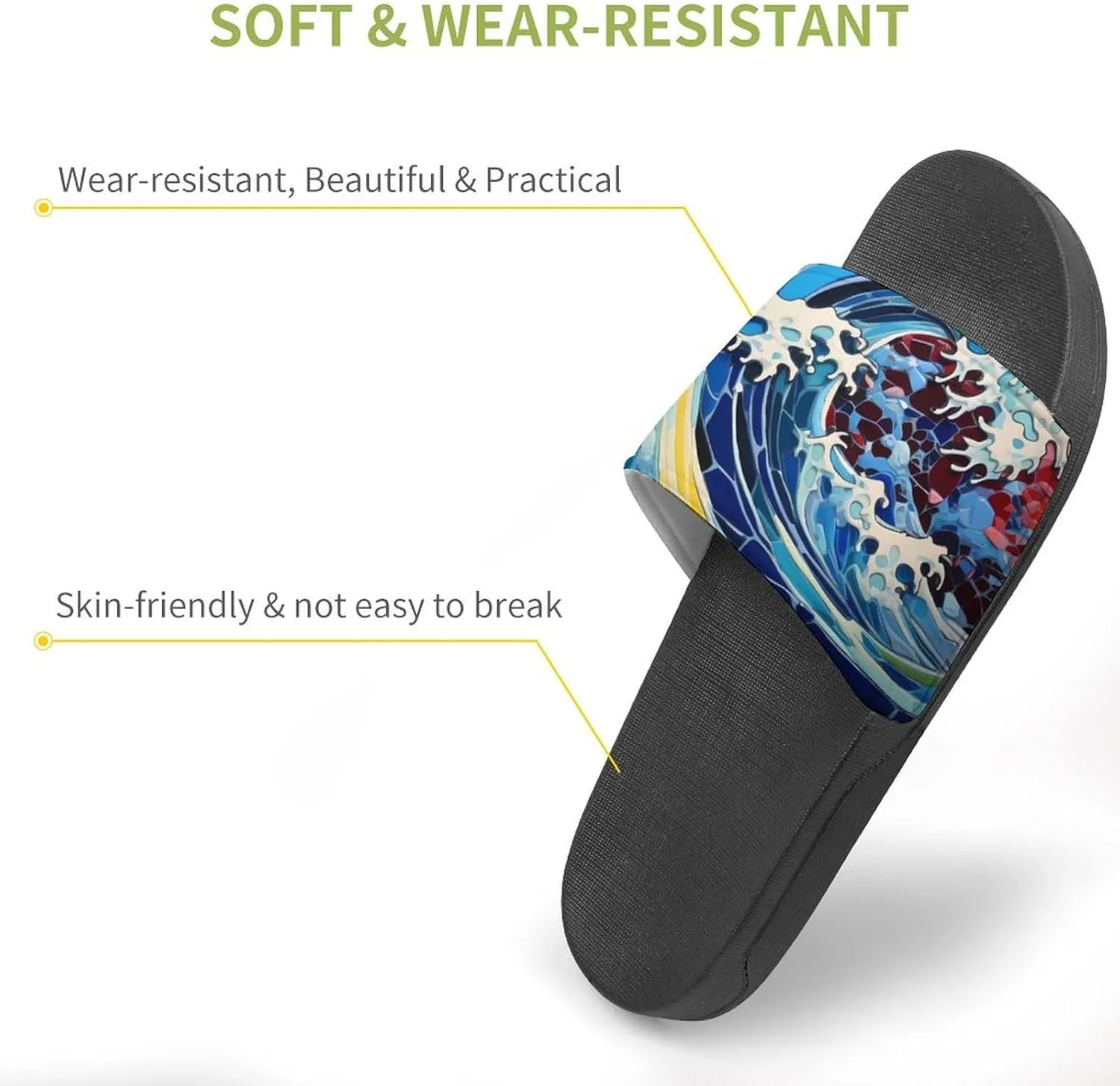 Great Wave Non Slip Slides Sandals for Women Men Quick Drying Shower Shoes for Bathroom Pool Beach