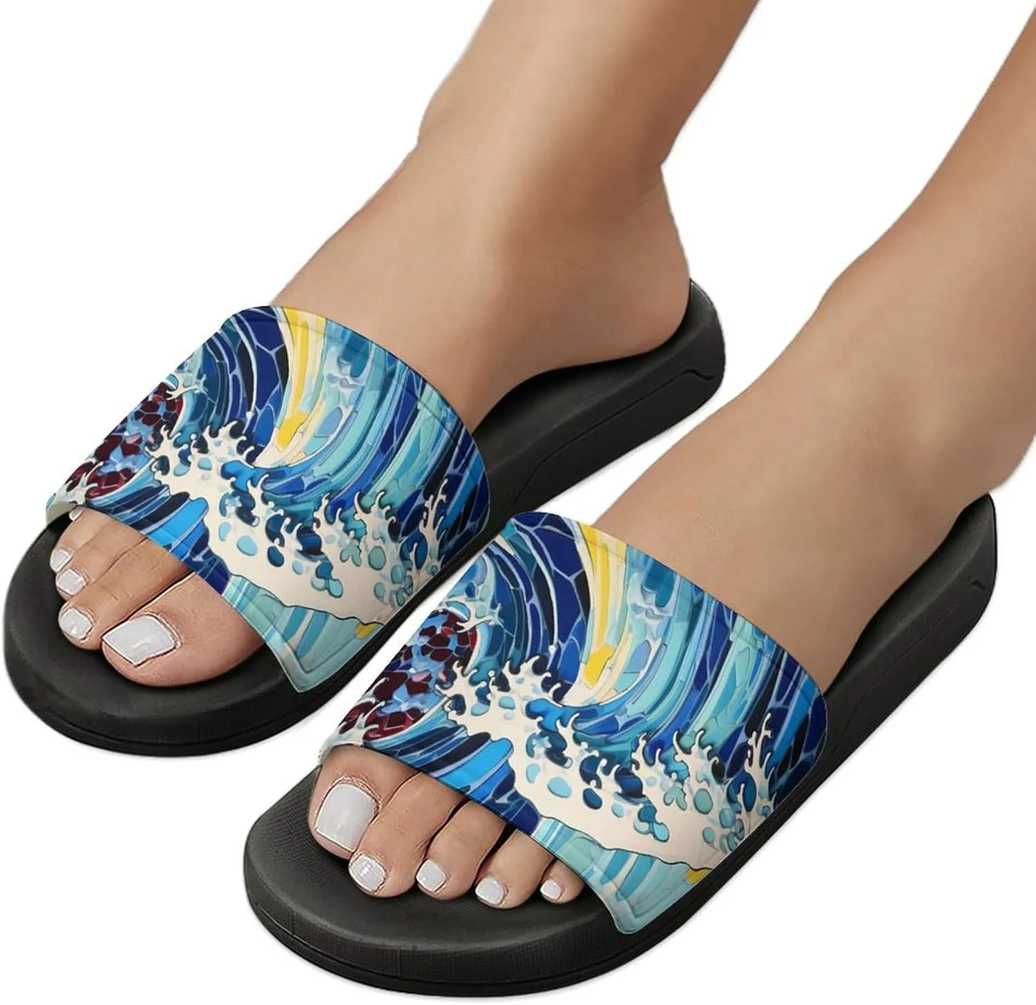 Great Wave Non Slip Slides Sandals for Women Men Quick Drying Shower Shoes for Bathroom Pool Beach
