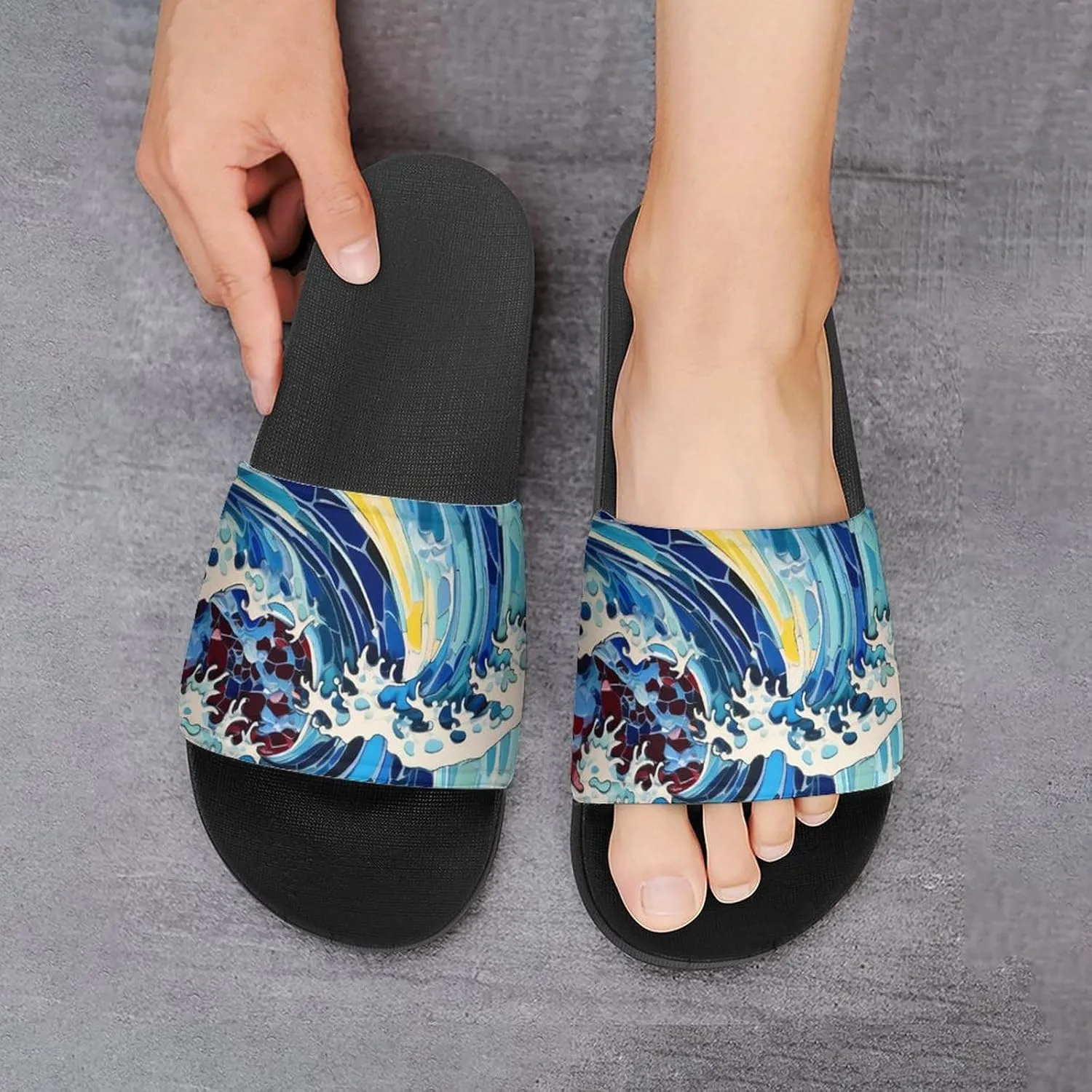 Great Wave Non Slip Slides Sandals for Women Men Quick Drying Shower Shoes for Bathroom Pool Beach