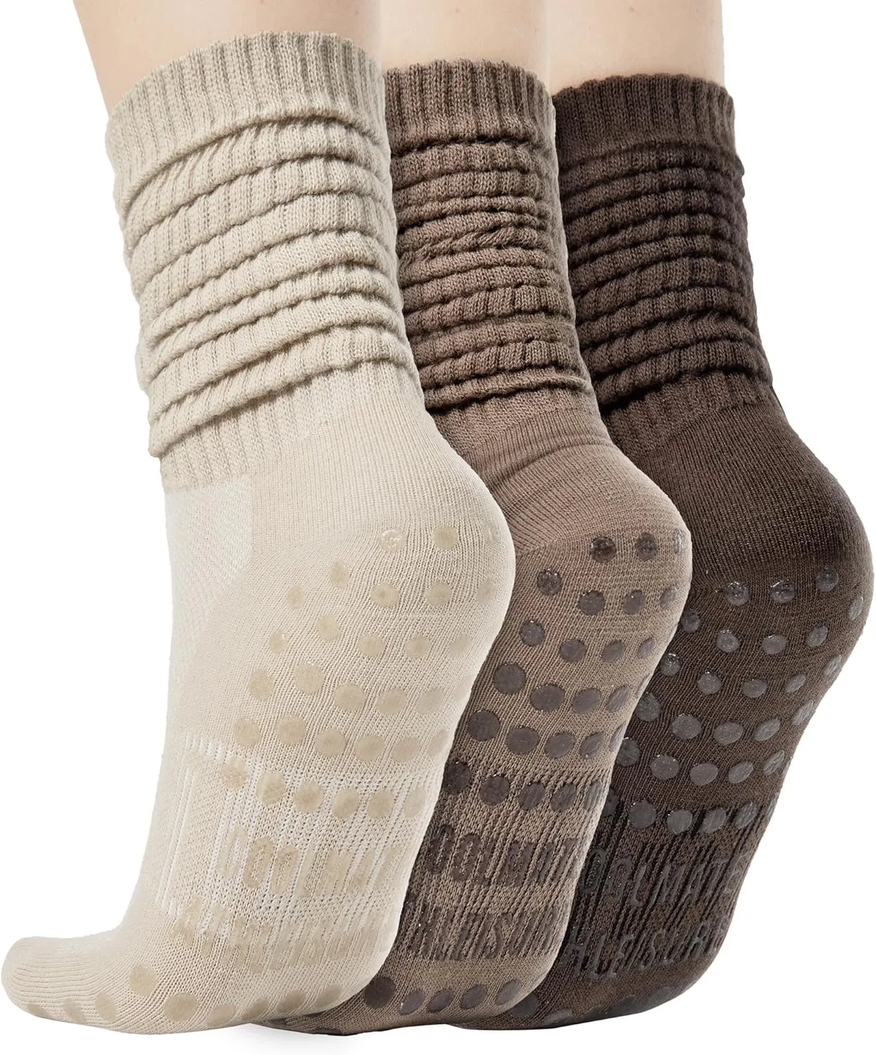 Grip Yoga Pilates Socks for Women, Yoga Pilates Barre, Long Tall Cotton Scrunch Non Slip Socks, Cute Gifts