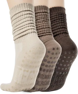 Grip Yoga Pilates Socks for Women, Yoga Pilates Barre, Long Tall Cotton Scrunch Non Slip Socks, Cute Gifts