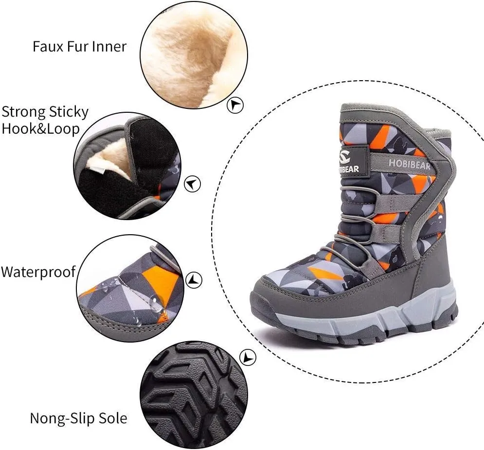 GUBARUN Boys Snow Boots Winter Waterproof Slip Resistant Cold Weather Shoes (Toddler/Little Kid/Big Kid)