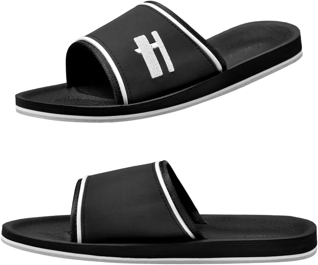 Harssidanzar Mens Slide Sandals Open Toe Sandals with Soft Lightweight Arch Support Footbed KM231US