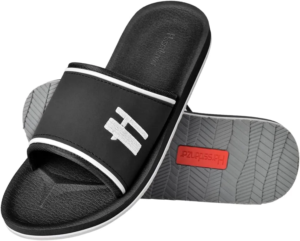 Harssidanzar Mens Slide Sandals Open Toe Sandals with Soft Lightweight Arch Support Footbed KM231US