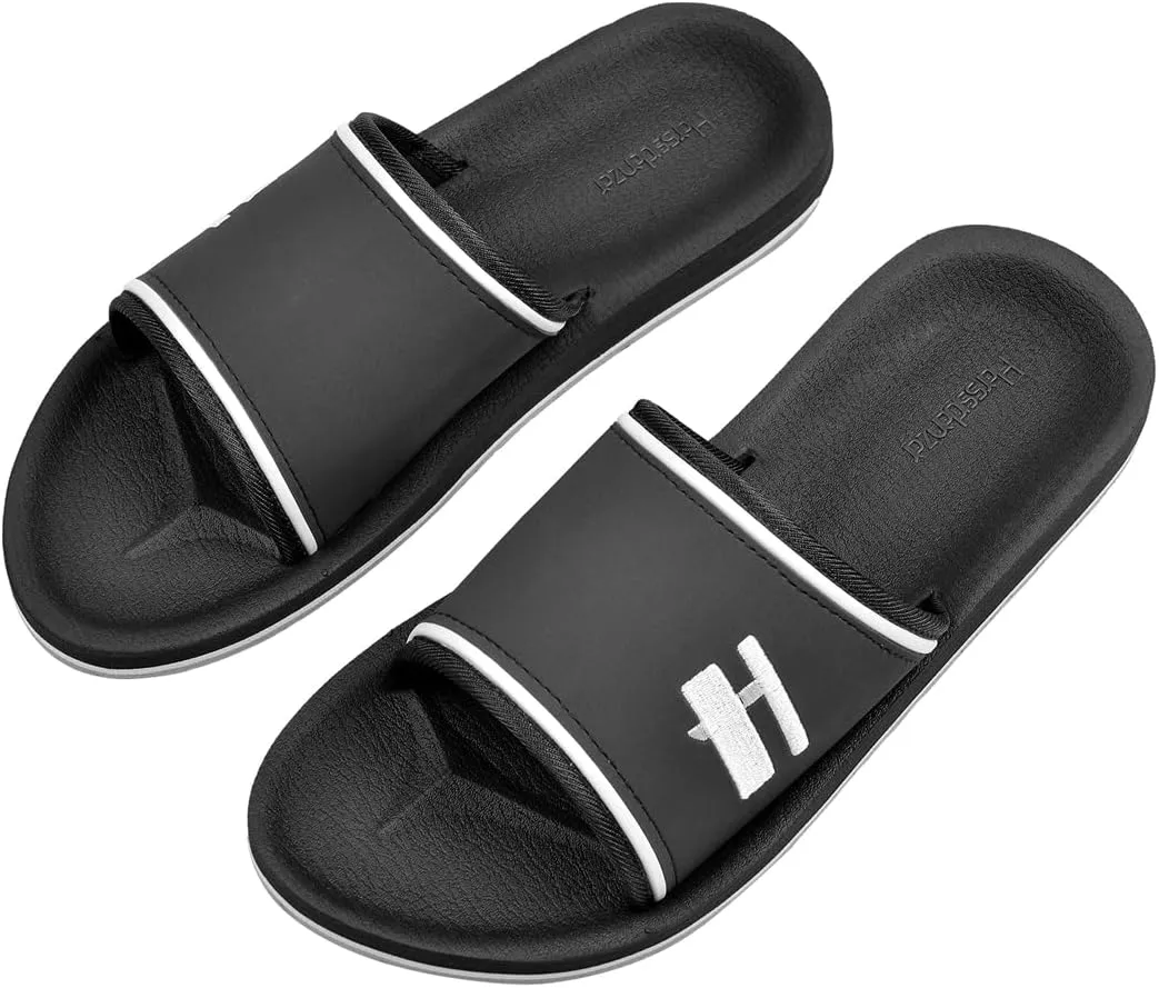 Harssidanzar Mens Slide Sandals Open Toe Sandals with Soft Lightweight Arch Support Footbed KM231US