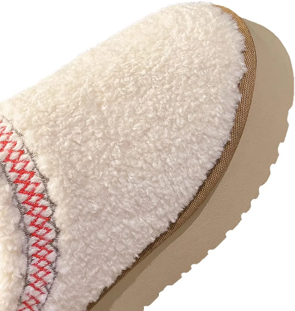 Harssidanzar Women's Platform Slippers Fleece Lined Boots Anti-Slip Snow Platform Slippers Winter House Shoes Indoor and Outdoor KL506US