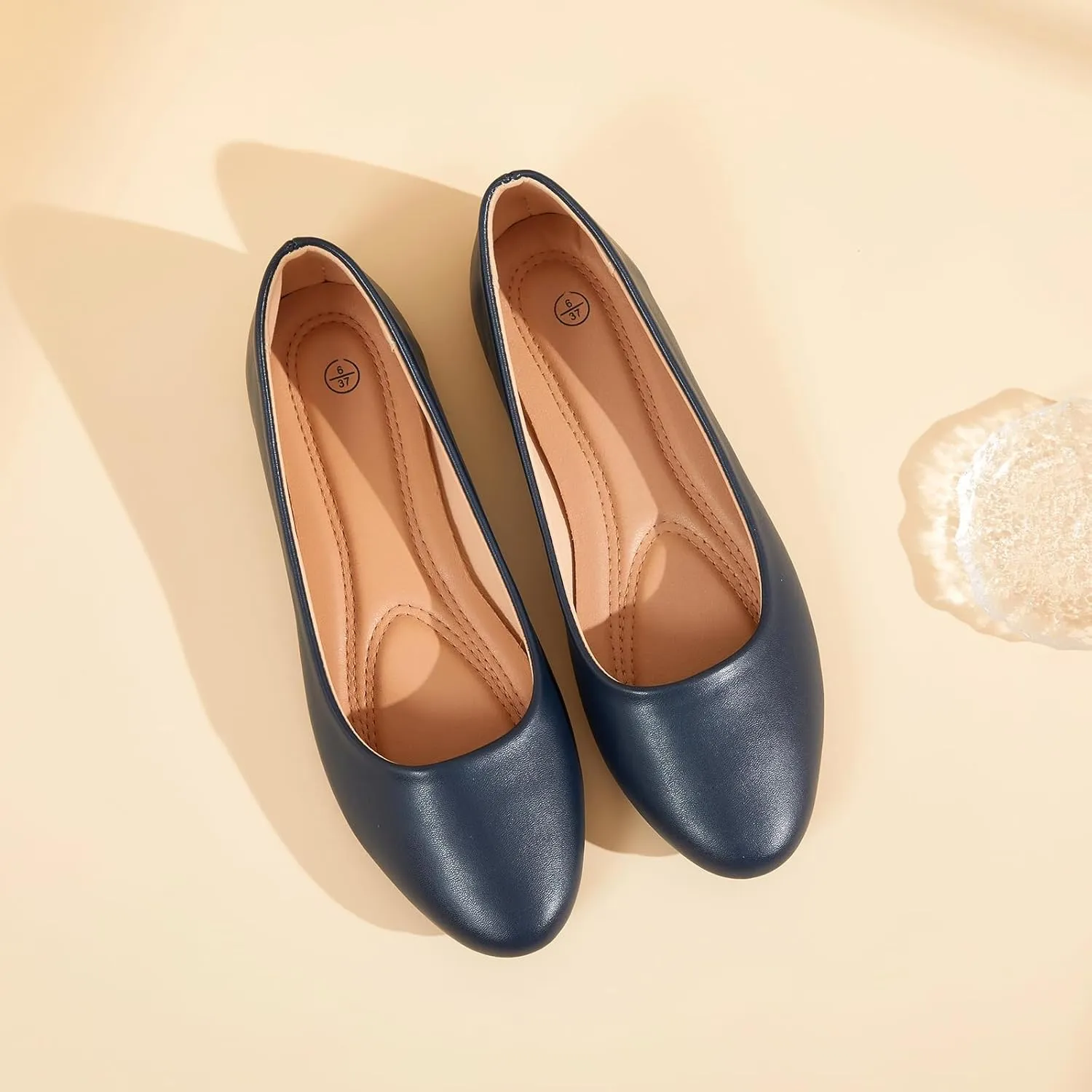 Hash Bubbie Women's Flats Shoes Ballet Flats Dress Shoes Comfortable PU Leather Slip on Shoes for Women
