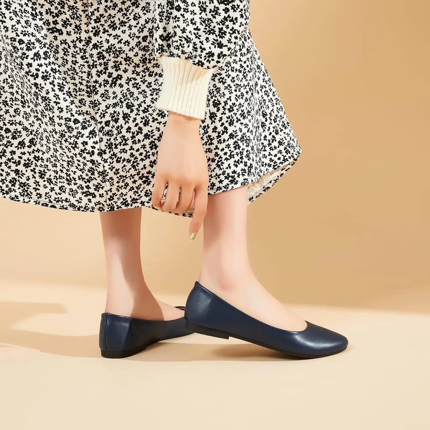 Hash Bubbie Women's Flats Shoes Ballet Flats Dress Shoes Comfortable PU Leather Slip on Shoes for Women