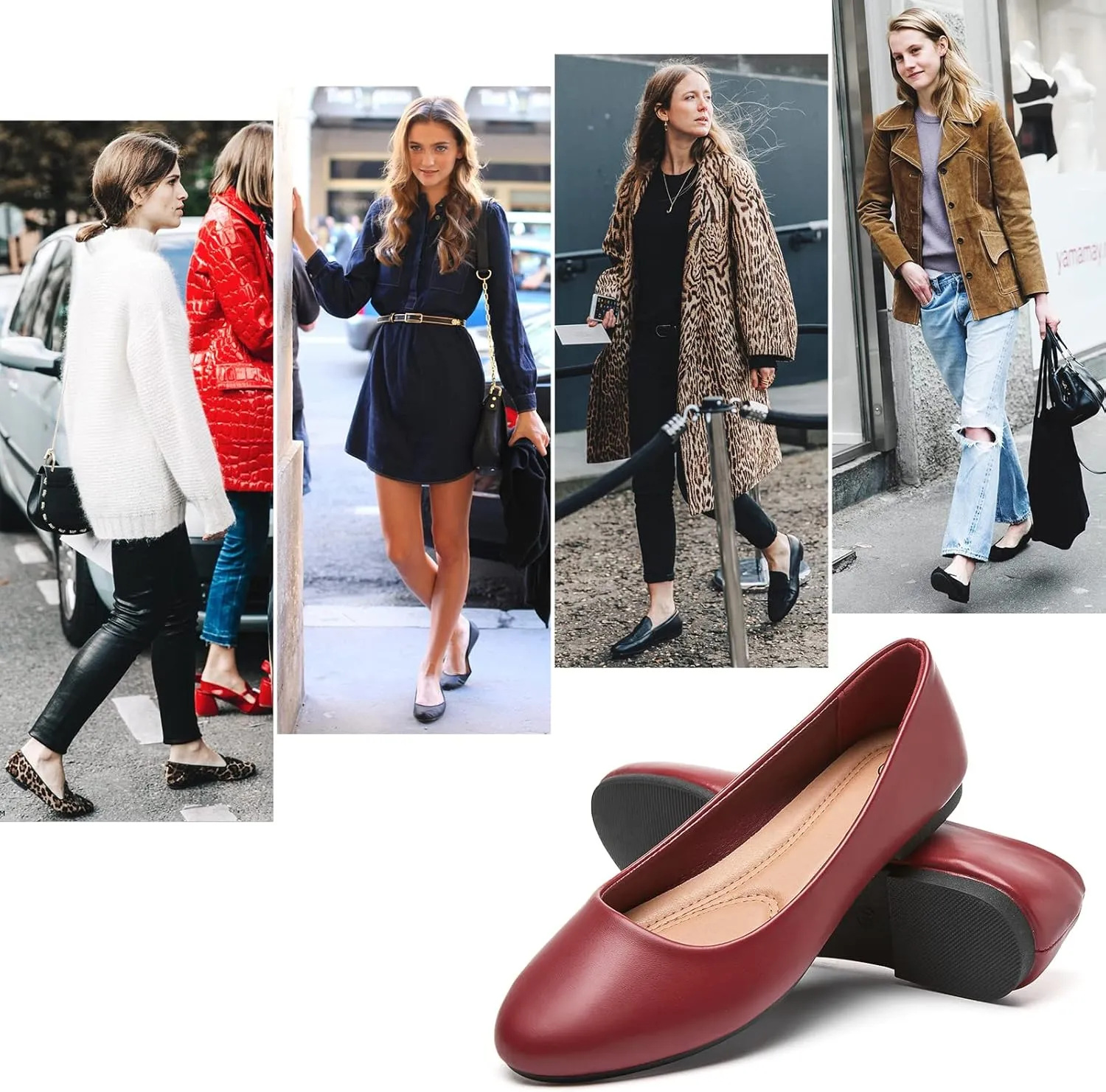 Hash Bubbie Women's Flats Shoes Ballet Flats Dress Shoes Comfortable PU Leather Slip on Shoes for Women