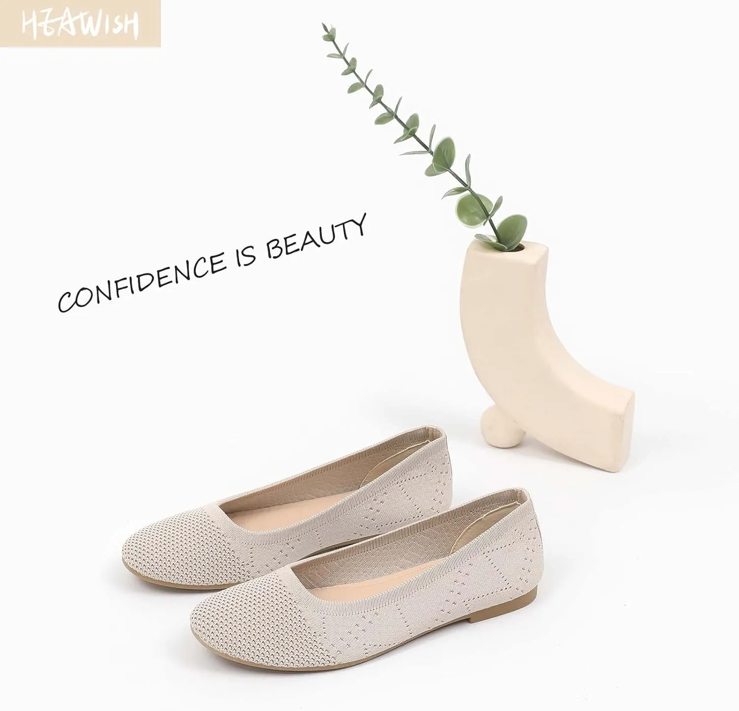 HEAWISH Comfortable Round Toe Flats Shoes Women, Slip On Ballet Flats for Women, Casual Women's Flats for Walking