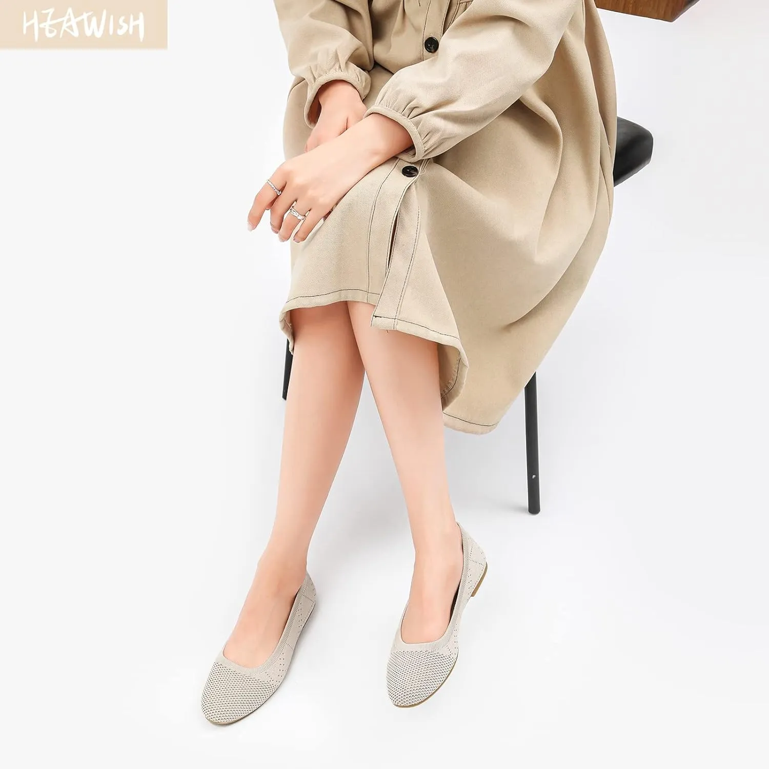 HEAWISH Comfortable Round Toe Flats Shoes Women, Slip On Ballet Flats for Women, Casual Women's Flats for Walking