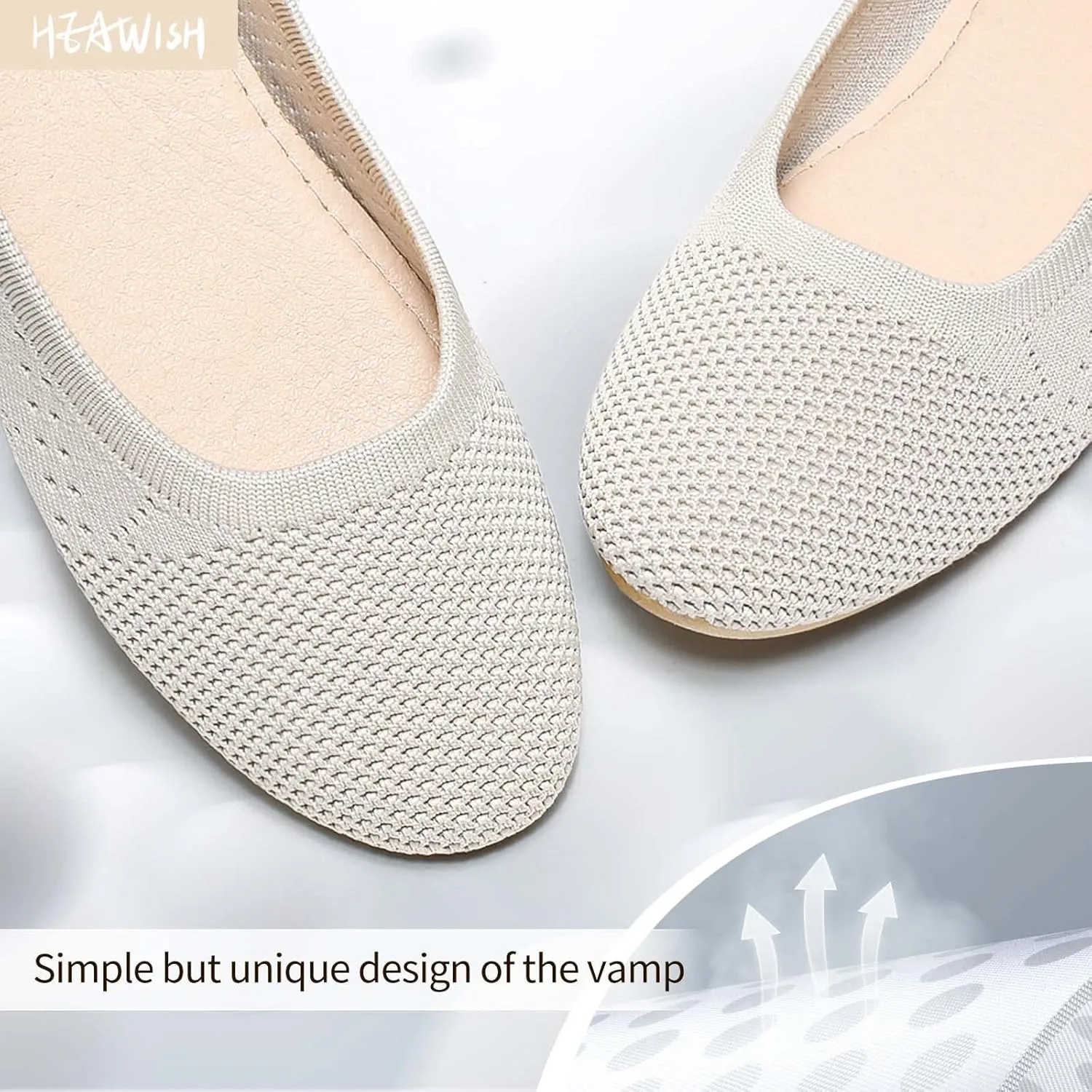 HEAWISH Comfortable Round Toe Flats Shoes Women, Slip On Ballet Flats for Women, Casual Women's Flats for Walking
