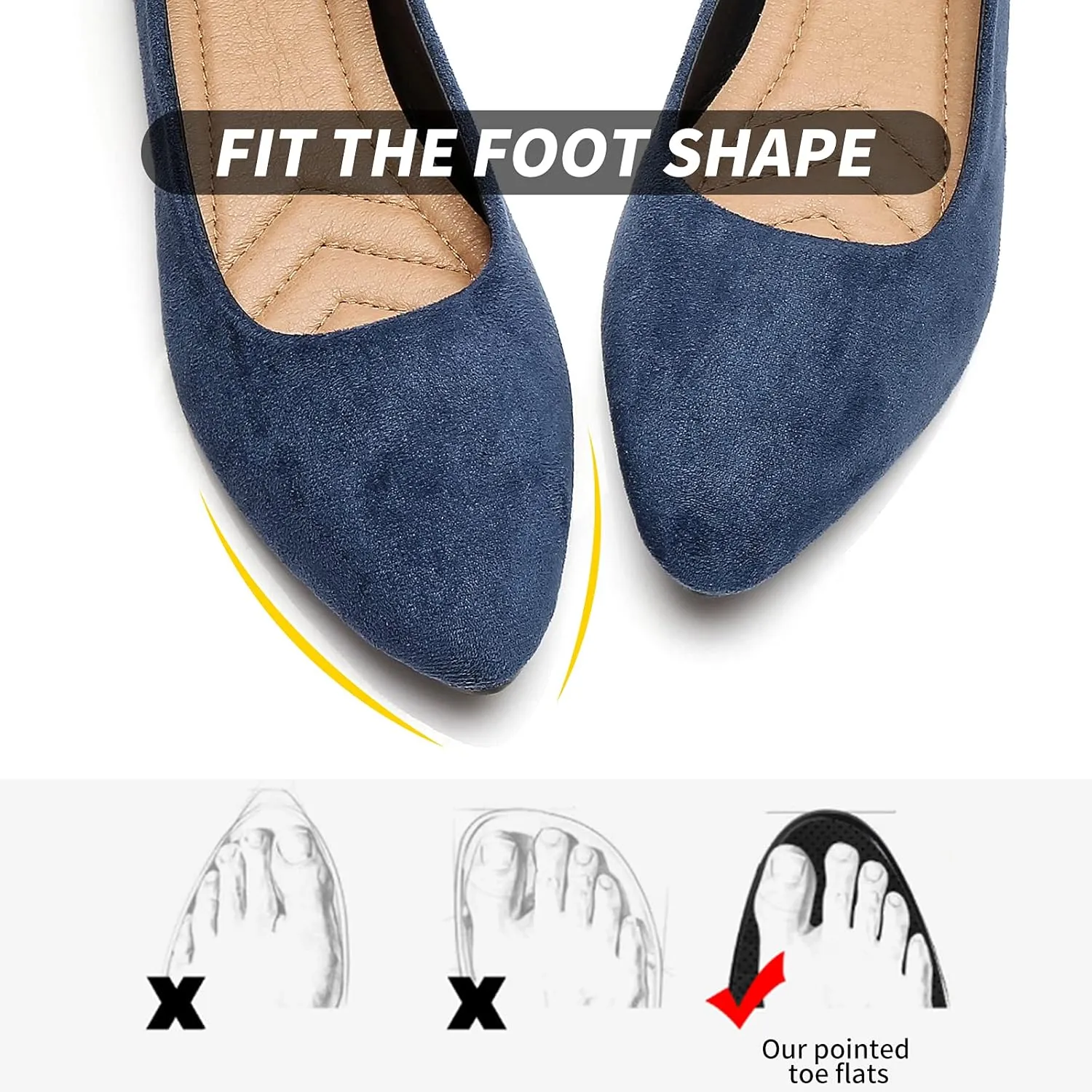 HEAWISH Women’s Black Flats Shoes Comfortable Suede Pointed Toe Slip On Casual Ballet Flats Dress Shoes Nude Flats