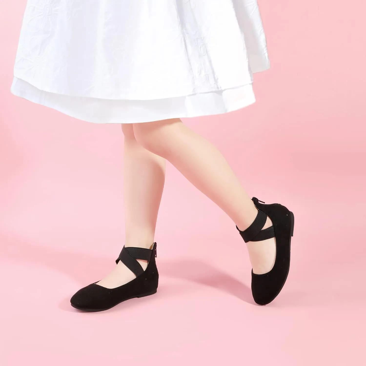 Hehainom Girls Dress Shoes Toddler Little Kids Gracy Ballet Mary Jane Ballerina Flats with Elastic Ankle Strap