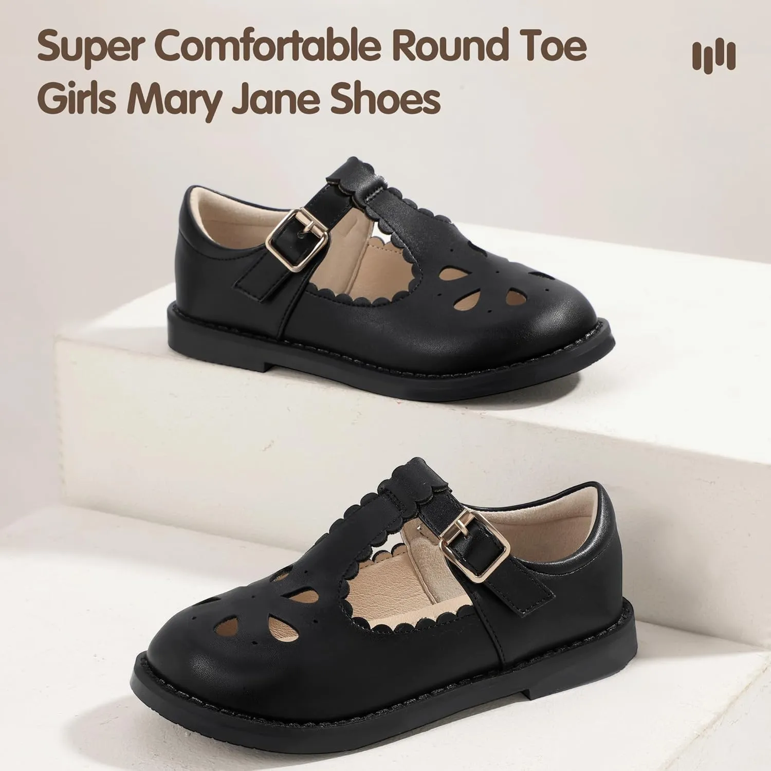 Hehainom Girls Mary Jane Shoes T-Strap Dress Ballet Flats Toddler Girls Wedding Party Uniform School Shoes