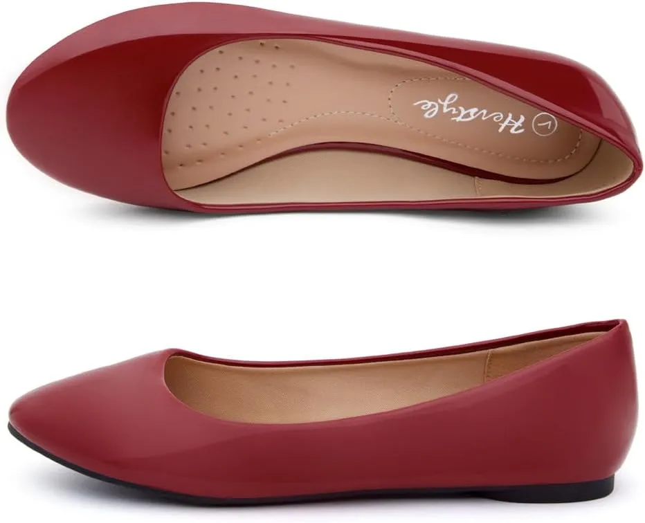 Herstyle Ever Memory Women's Ballet Flats Dressy Flat Shoes Almond Toe Ballerina Comfortable Slip-On Casual Flats for Daily Wear Work Office and Party