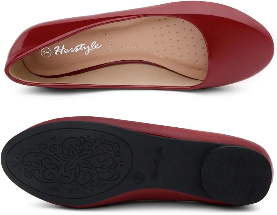 Herstyle Ever Memory Women's Ballet Flats Dressy Flat Shoes Almond Toe Ballerina Comfortable Slip-On Casual Flats for Daily Wear Work Office and Party