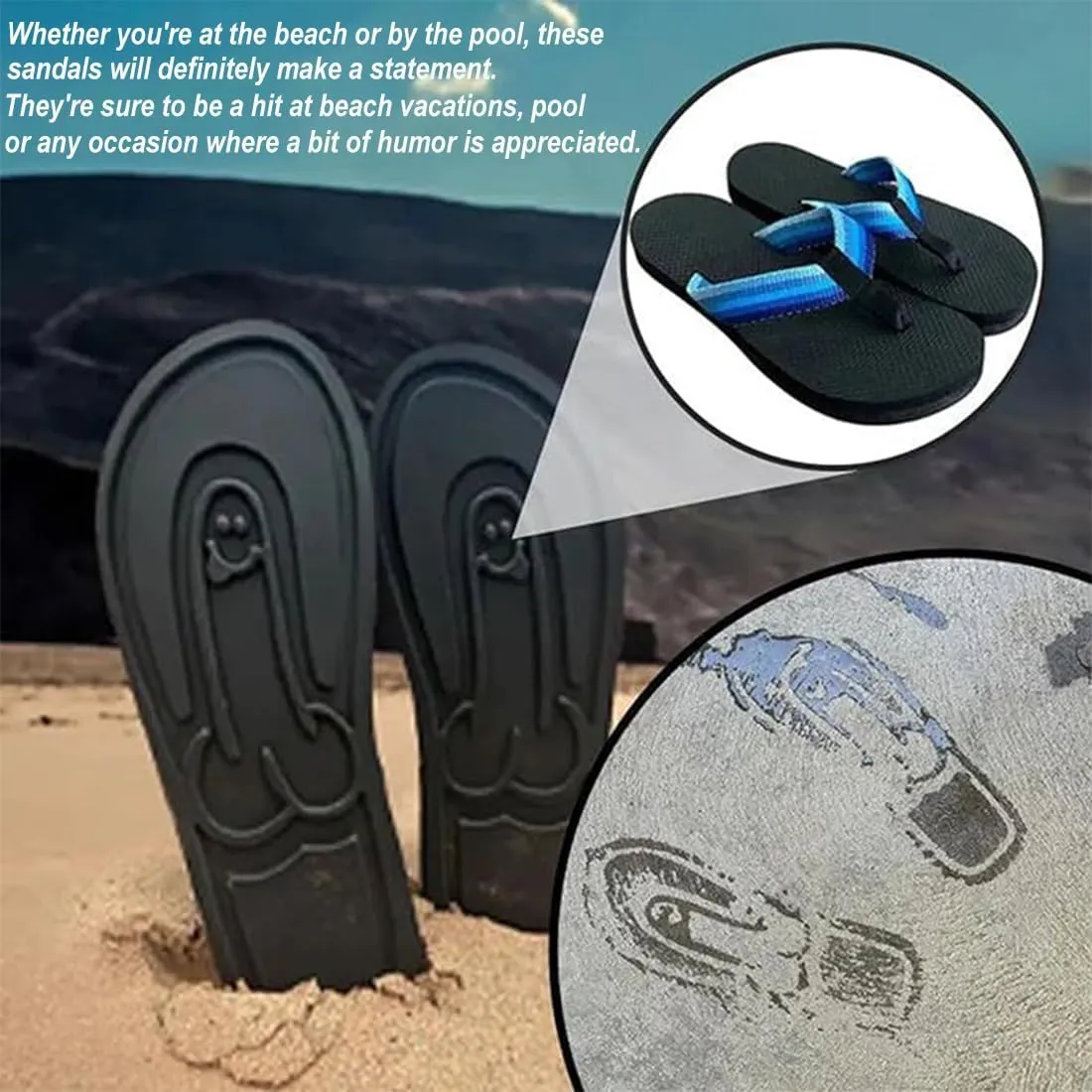 Hidden Flops, Funny Parody Creative Hidden Flip Flops, Non Slip Quick-Dry Beach Sandals, Outdoor Athletic Slippers Flip Flops Novelty Gift (White, 11)