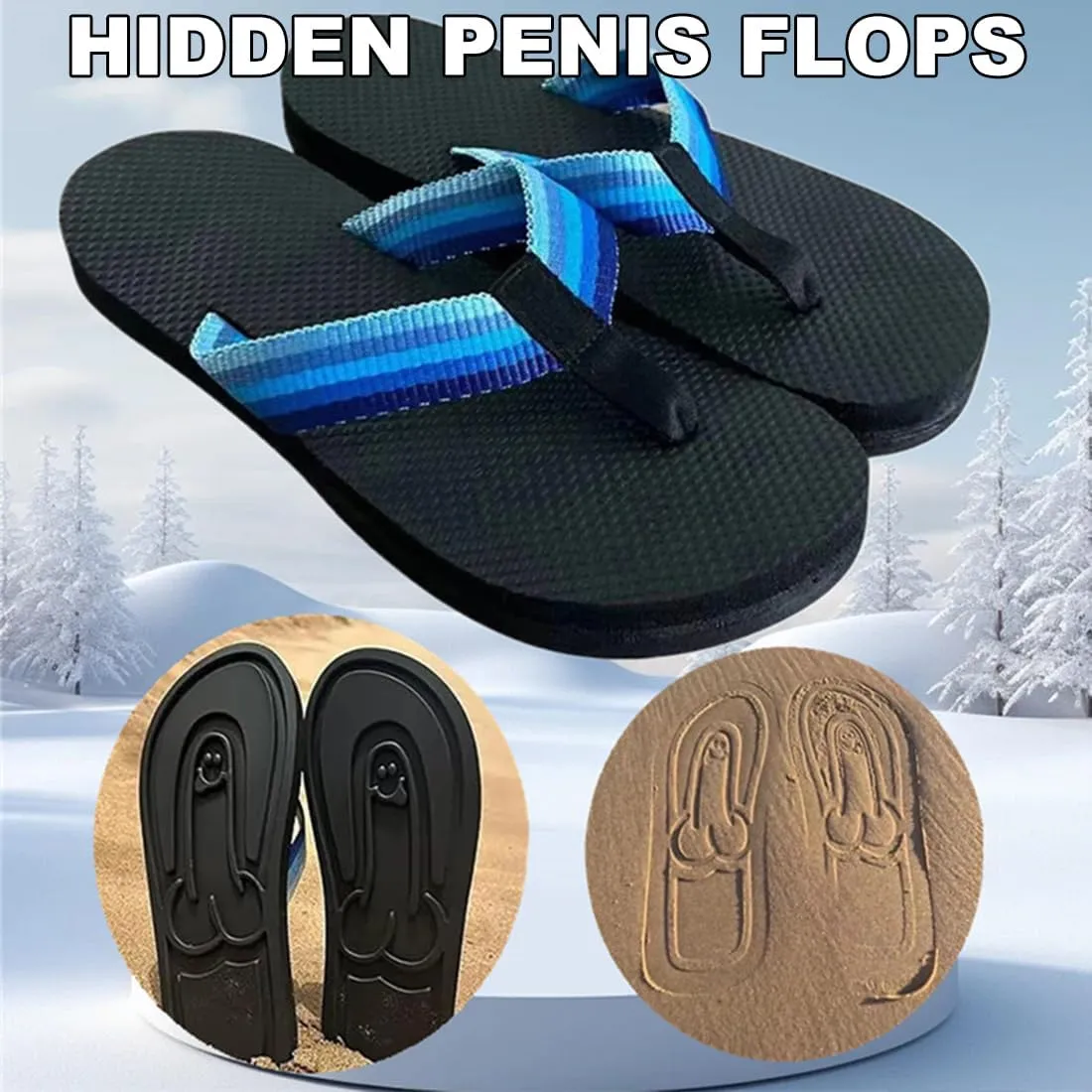 Hidden Flops, Funny Parody Creative Hidden Flip Flops, Non Slip Quick-Dry Beach Sandals, Outdoor Athletic Slippers Flip Flops Novelty Gift (White, 11)