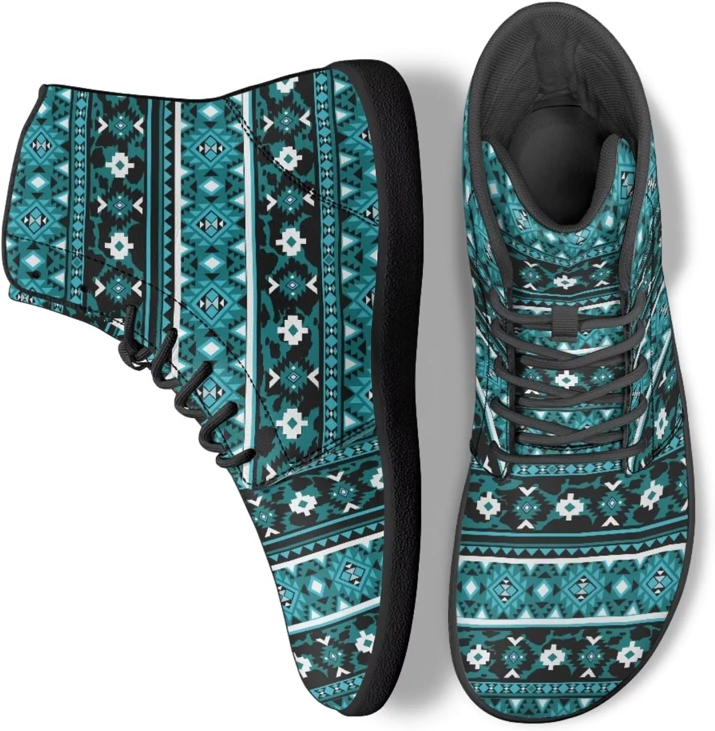 High Top Tribal Ethnic Design Barefoot Running Shoes for Men Grounded Footwear Wide Toe Box Gym Shoes Casual Mens Shoes