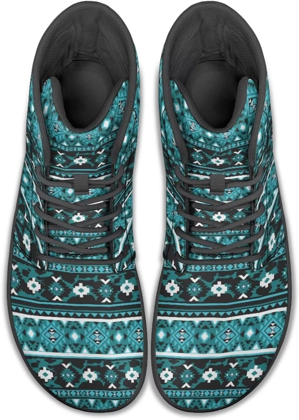 High Top Tribal Ethnic Design Barefoot Running Shoes for Men Grounded Footwear Wide Toe Box Gym Shoes Casual Mens Shoes