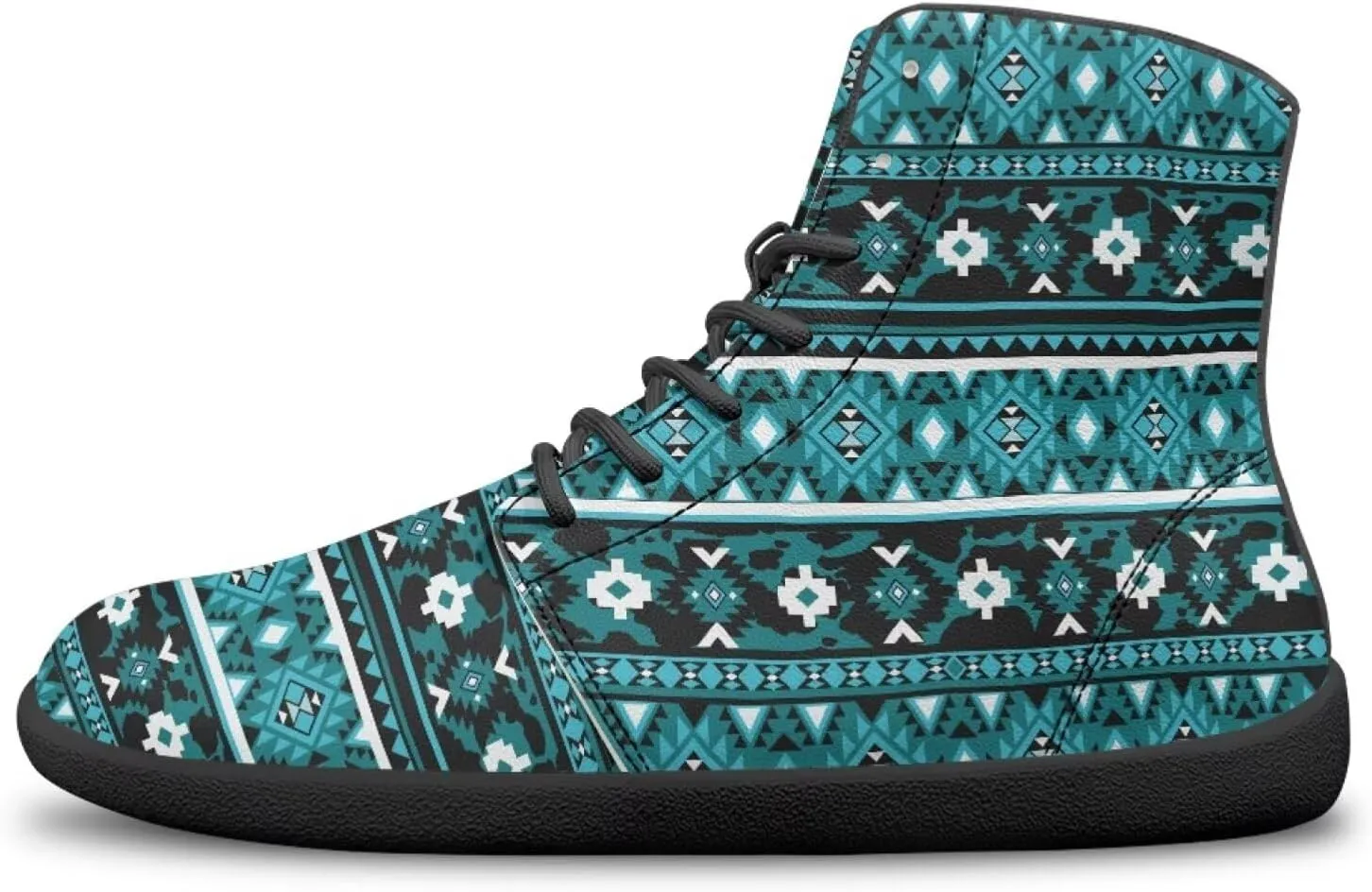 High Top Tribal Ethnic Design Barefoot Running Shoes for Men Grounded Footwear Wide Toe Box Gym Shoes Casual Mens Shoes