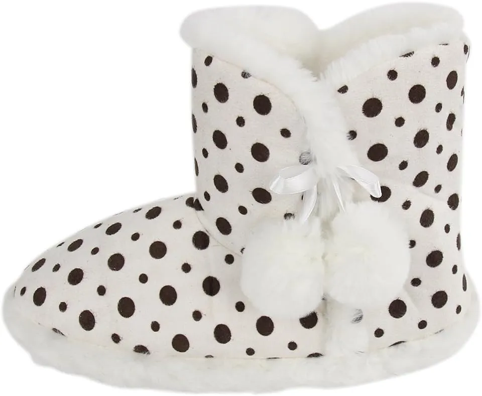 Home Slipper Women's Cute Fun Fuzzy Pom Pom Bedroom Booties Slippers Indoor Boots Slippers
