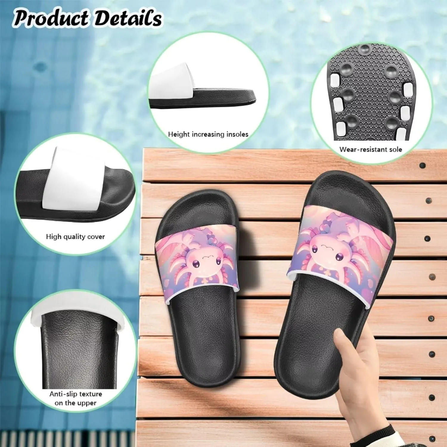 Howilath Kids Slide Sandal Non-Slip Open Toe Slippers Quick Dry Beach Shoes Unisex Child Summer Sandals