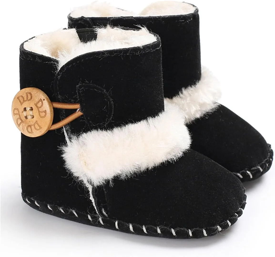 HsdsBebe Baby Boys Girls Snow Boots Premium Button Non Slip Soft Sole Toddler First Walker Winter Warm Crib Shoes