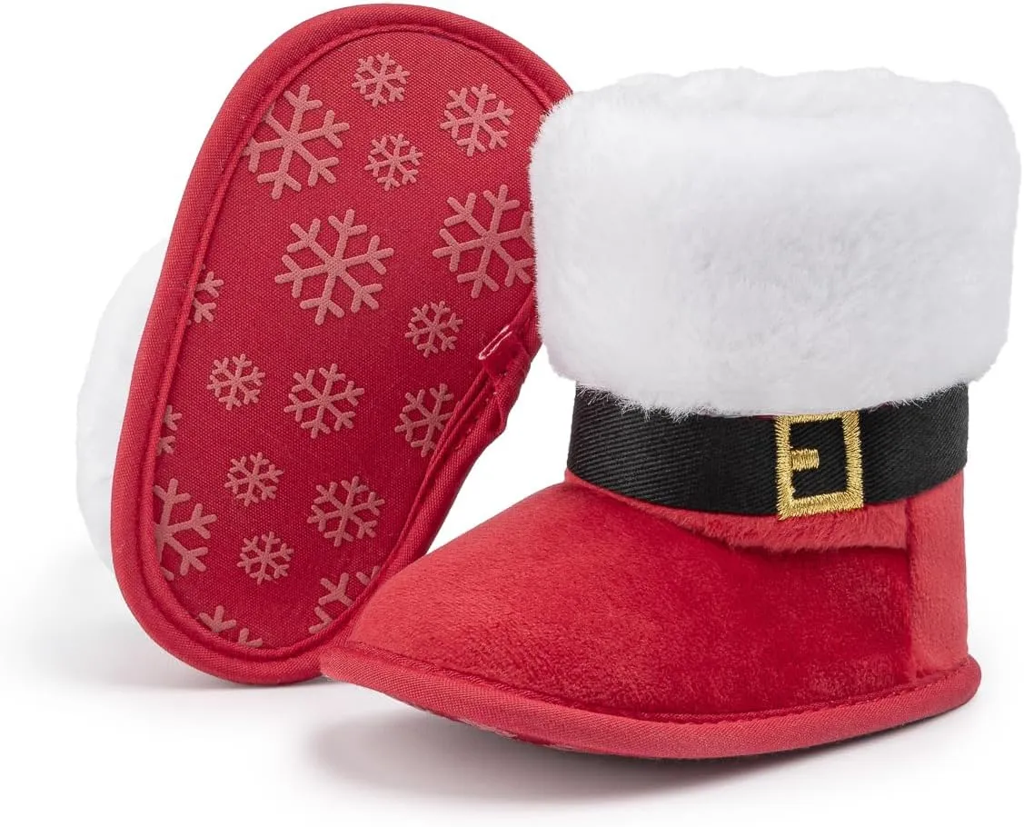 HsdsBebe Baby Boys Girls Snow Boots Premium Button Non Slip Soft Sole Toddler First Walker Winter Warm Crib Shoes