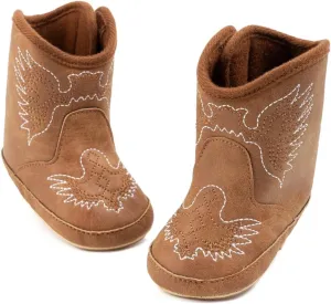 HsdsBebe Baby Boys Girls Western Cowboy Boots Infant Moccasins High Top Booties Toddler Soft Sole Non-Slip First Walker Crib Shoes