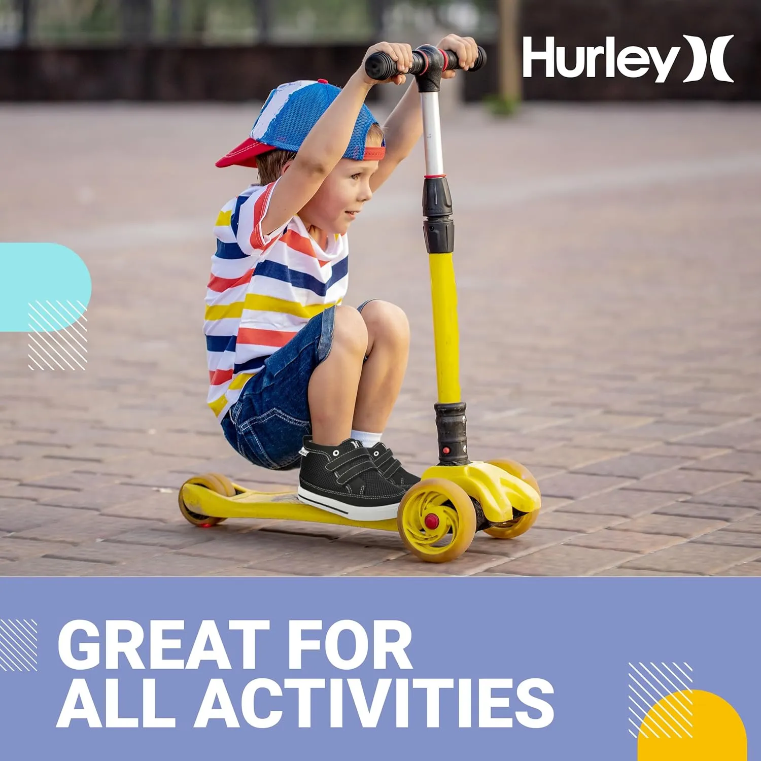 Hurley Kids Toddler and Little Kids Tedd Canvas Sneakers with Straps High Cut Skateboarding Shoes for Boys and Girls, Durable Shoes for School