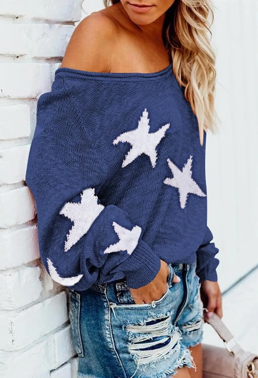 HUUSA Oversized Sweaters for Women Crewneck Tops Knitted Baggy Pullover Sexy See Through Beach Coverups Relaxed Fit