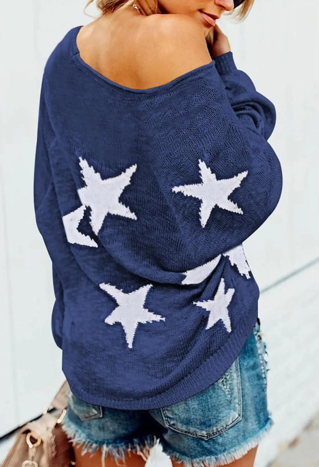 HUUSA Oversized Sweaters for Women Crewneck Tops Knitted Baggy Pullover Sexy See Through Beach Coverups Relaxed Fit