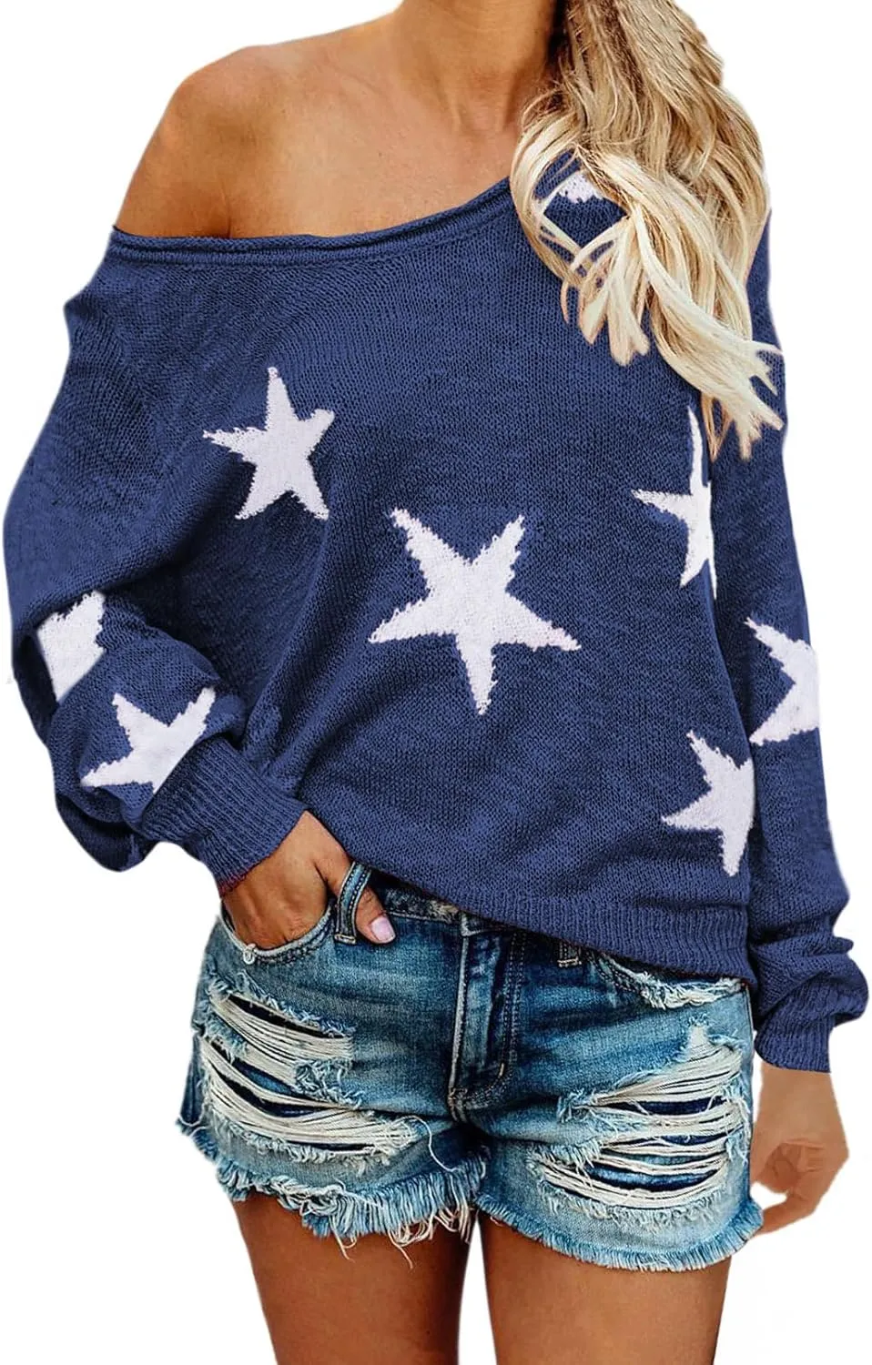 HUUSA Oversized Sweaters for Women Crewneck Tops Knitted Baggy Pullover Sexy See Through Beach Coverups Relaxed Fit