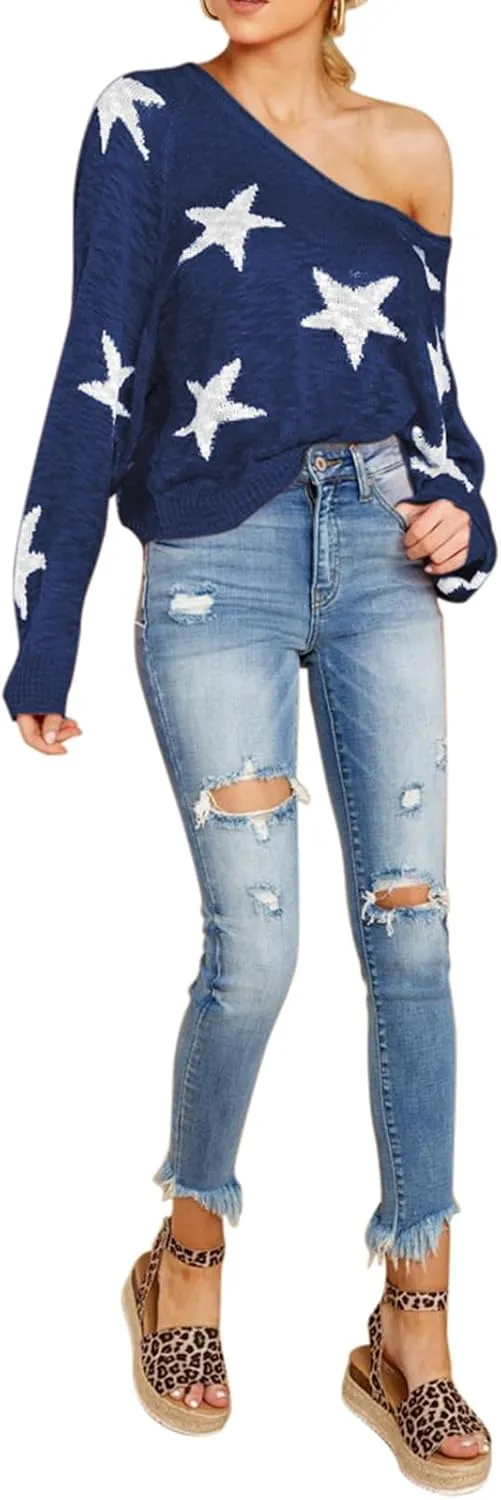 HUUSA Oversized Sweaters for Women Crewneck Tops Knitted Baggy Pullover Sexy See Through Beach Coverups Relaxed Fit
