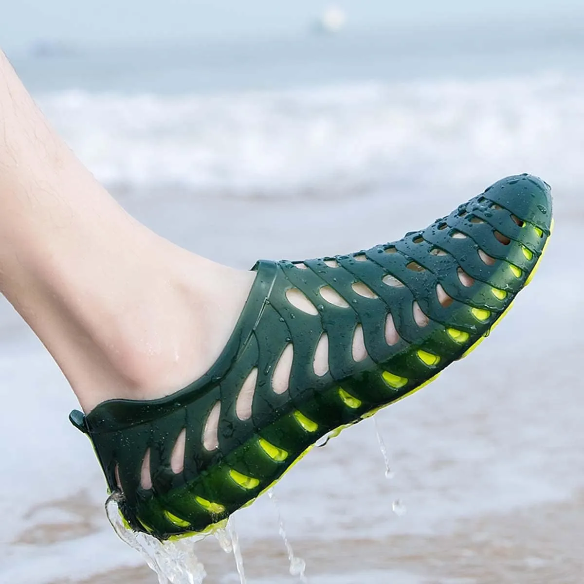 HYDLONGR Men's Women's Lightweight Breathable Non-Slip Garden Sandals Quick-Drying Hole Water Shoes Beach Kayaking Shoes