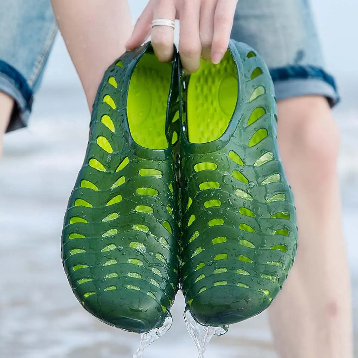 HYDLONGR Men's Women's Lightweight Breathable Non-Slip Garden Sandals Quick-Drying Hole Water Shoes Beach Kayaking Shoes