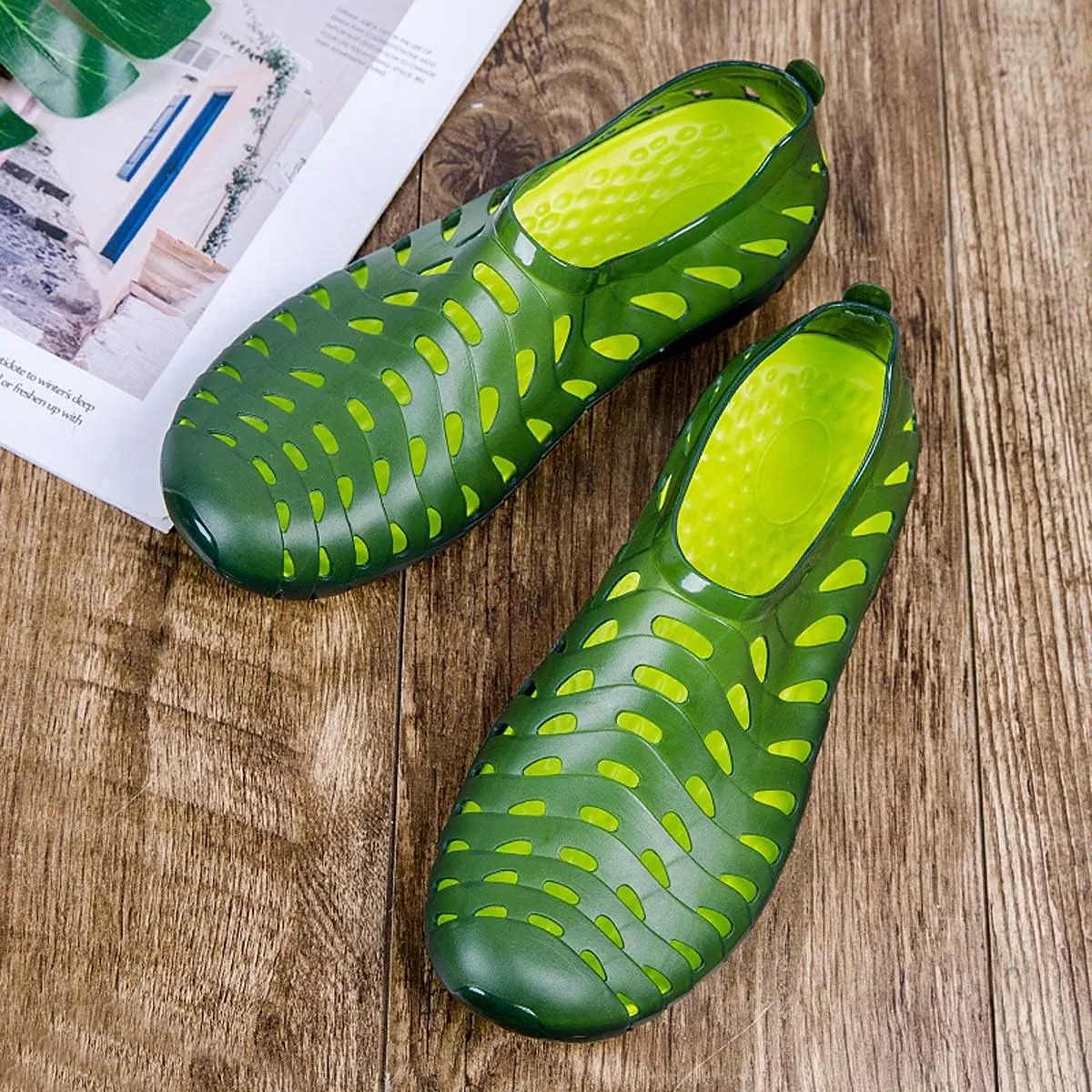 HYDLONGR Men's Women's Lightweight Breathable Non-Slip Garden Sandals Quick-Drying Hole Water Shoes Beach Kayaking Shoes