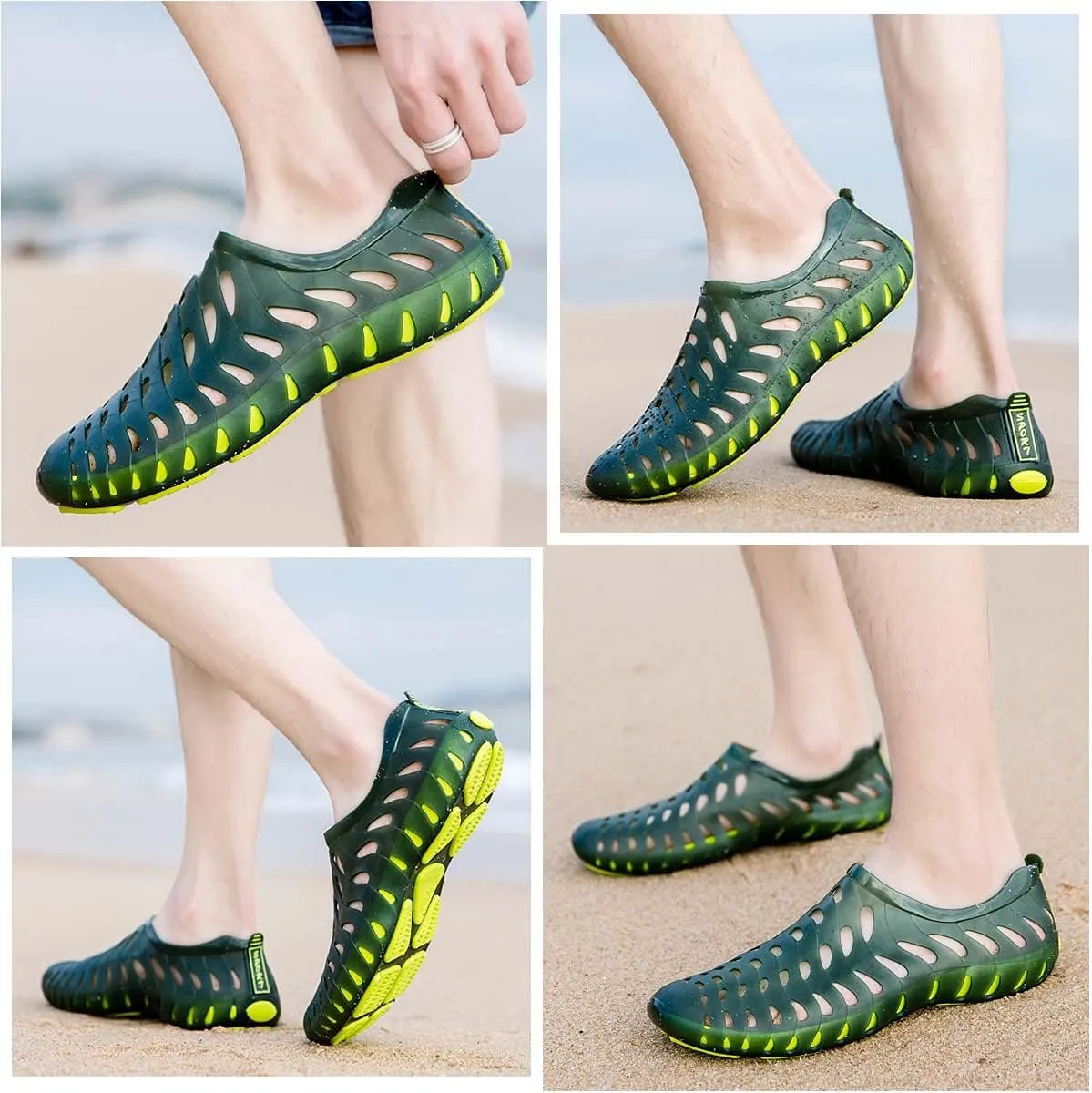 HYDLONGR Men's Women's Lightweight Breathable Non-Slip Garden Sandals Quick-Drying Hole Water Shoes Beach Kayaking Shoes