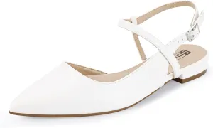 IDIFU Women's Flats Pointed Toe Slingback Flat Shoes Closed Toe Dress Shoes for Women Bridal Ladies Dressy Comfortable Casual Formal Cute Flats Work Office Wedding Business Evening Flats
