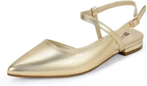 IDIFU Women's Flats Pointed Toe Slingback Flat Shoes Closed Toe Dress Shoes for Women Bridal Ladies Dressy Comfortable Casual Formal Cute Flats Work Office Wedding Business Evening Flats