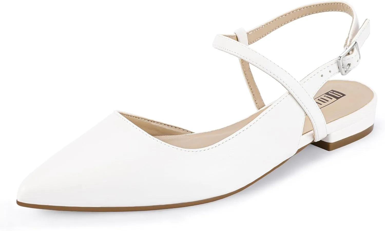 IDIFU Women's Flats Pointed Toe Slingback Flat Shoes Closed Toe Dress Shoes for Women Bridal Ladies Dressy Comfortable Casual Formal Cute Flats Work Office Wedding Business Evening Flats