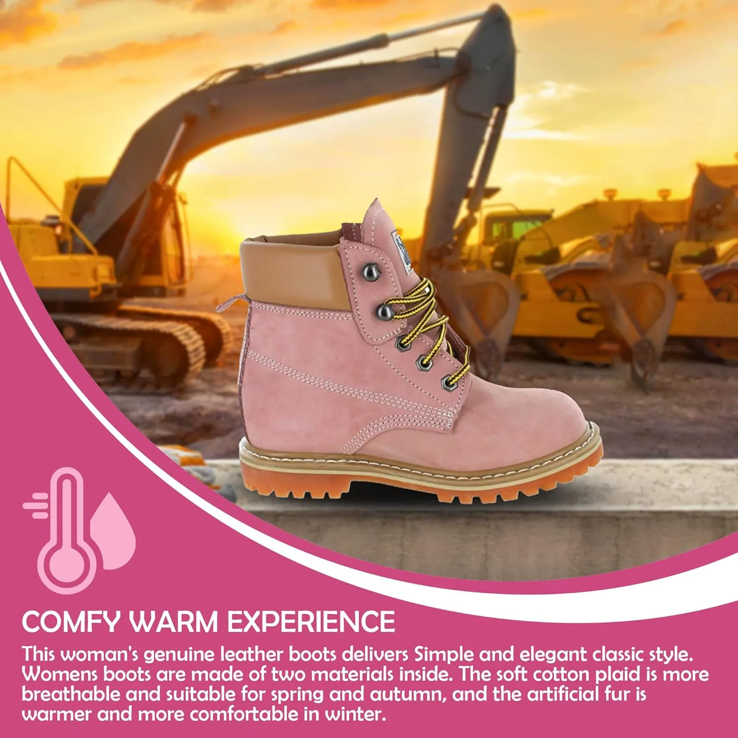 II Soft Toe Work Boots - Light Pink