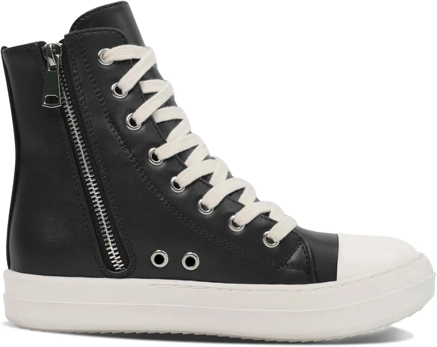 IMPREMEY Women's High Top Sneakers Lace Up PU Leather Shoes with Thick Soles and Zipper, Fashionable Walking Shoes